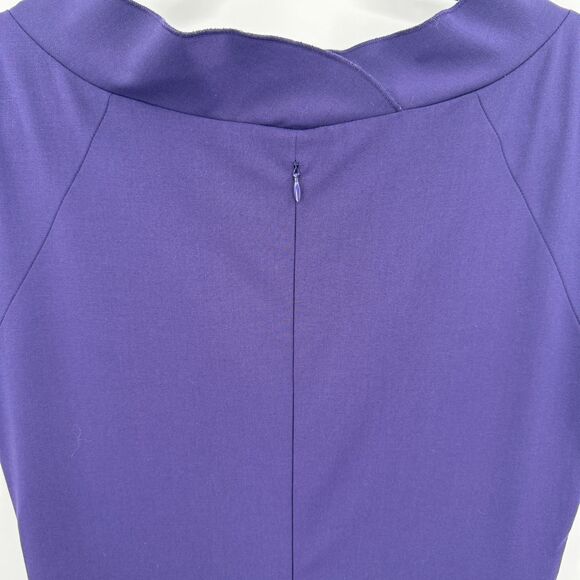 ALBERTA FERRETTI Purple Boat Neck Peplum Ruffle Knee Length Dress Size 10 - Picture 6 of 11